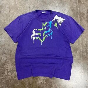 Vintage Y2K Fox Racing Purple Splatter Graphic Tee Size XS